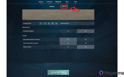 Change Crosshair in Valorant from Settings3