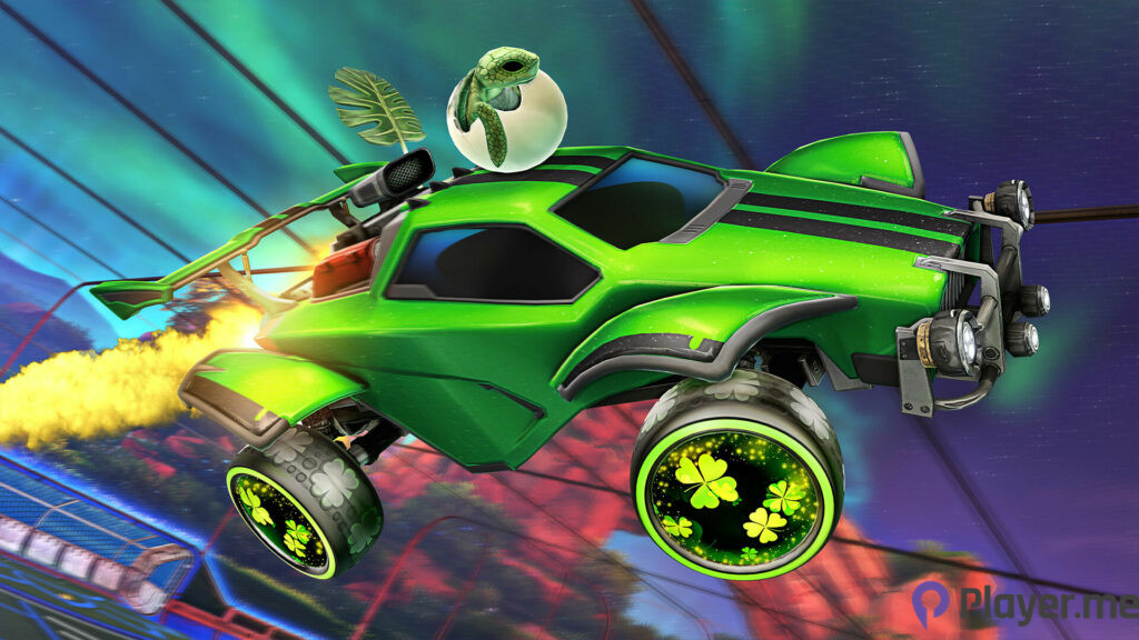 Green car in Rocket League.