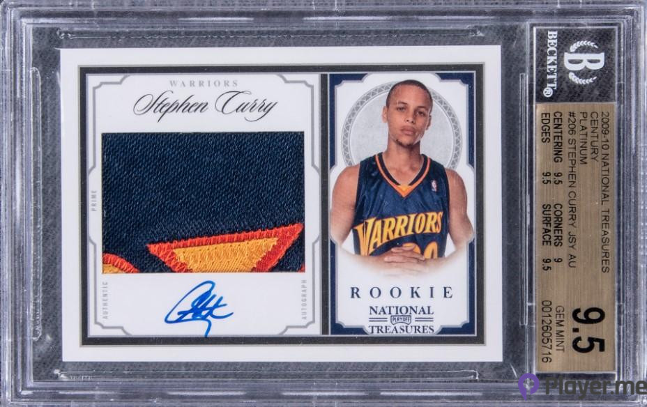 2009-10 Stephen Curry Panini National Treasures Century Platinum Rookie Patch Autograph Card