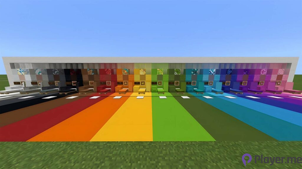 All dye colours in Minecraft