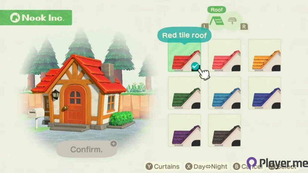 Roof colours in Animal Crossing